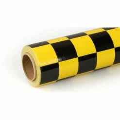 10Mtr Oracover Fun-3 Large Cheq.Yellow/Black